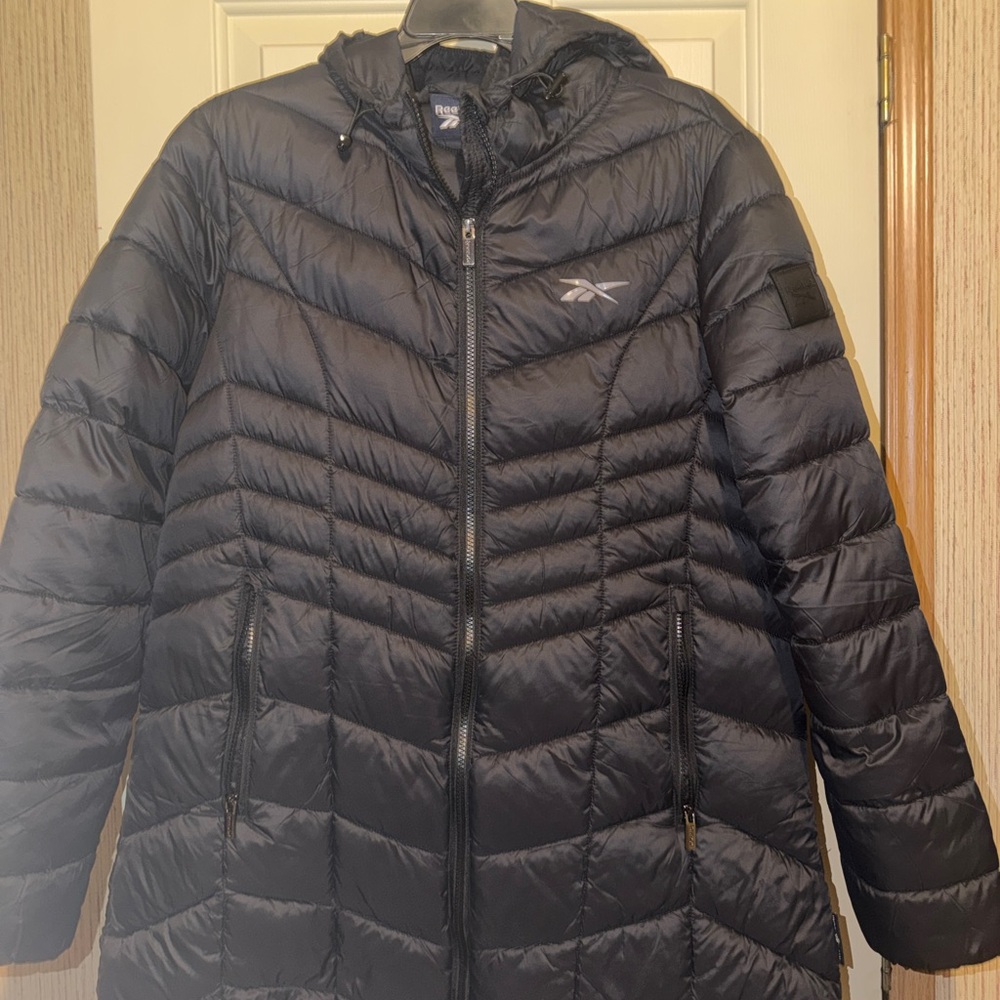 Reebok Midnight Black Hooded Puffer Coat